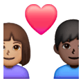 👨🏽‍❤️‍👩🏿 Emoji Liebespaar - Mann: mittlere Hautfarbe, Frau: dunkle Hautfarbe Samsung One UI 6.1.