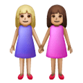 👩🏼‍🤝‍👩🏽 Emoji Mujeres De La Mano: Tono De Piel Claro Medio, Tono De Piel Medio en Samsung One UI 6.1.