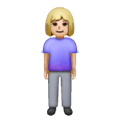 🧍🏼‍♀️ Emoji Mujer De Pie: Tono De Piel Claro Medio en Samsung One UI 6.1.