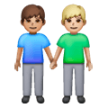 👨🏽‍🤝‍👨🏼 Emoji händchenhaltende Männer: mittlere Hautfarbe, mittelhelle Hautfarbe Samsung One UI 6.1.