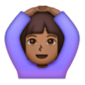 🙆🏾‍♀️ Emoji Frau mit Händen auf dem Kopf: mitteldunkle Hautfarbe Samsung One UI 6.1.