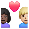 👨🏿‍❤️‍👩🏼 Emoji Liebespaar - Mann: dunkle Hautfarbe, Frau: mittelhelle Hautfarbe Samsung One UI 6.1.