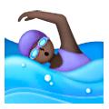 🏊🏿‍♀️ Emoji Mujer Nadando: Tono De Piel Oscuro en Samsung One UI 6.1.