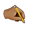 🖎🏽 Emoji La mano izquierda escribiendo: Tono De Piel Medio en Samsung One UI 6.1.