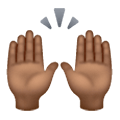 Emoji 🙌🏾 Mani Alzate: Carnagione Abbastanza Scura su Samsung One UI 6.1.