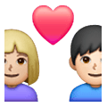 👨🏼‍❤️‍👩🏻 Emoji Pareja Enamorada - Hombre: Tono De Piel Claro Medio, Mujer: Tono De Piel Claro en Samsung One UI 6.1.