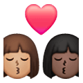 👩🏽‍❤️‍💋‍👩🏿 Emoji sich küssendes Paar - Frau: mittlere Hautfarbe, Frau: dunkle Hautfarbe Samsung One UI 6.1.