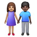 👩🏽‍🤝‍👨🏿 Emoji Mann und Frau halten Hände: mittlere Hautfarbe, dunkle Hautfarbe Samsung One UI 6.1.
