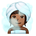 🧖🏾‍♀️ Emoji Frau in Dampfsauna: mitteldunkle Hautfarbe Samsung One UI 6.1.