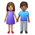 Émoji 👩🏽‍🤝‍👨🏾 Femme Et Homme Se Tenant La Main : Peau Légèrement Mate Et Peau Mate sur Samsung One UI 6.1.