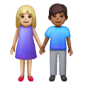 Émoji 👩🏼‍🤝‍👨🏾 Femme Et Homme Se Tenant La Main : Peau Moyennement Claire Et Peau Mate sur Samsung One UI 6.1.