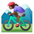 🚵🏾‍♀️ Emoji Mulher Fazendo Mountain Bike: Pele Morena Escura na Samsung One UI 6.1.