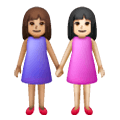 Émoji 👩🏽‍🤝‍👩🏻 Deux Femmes Se Tenant La Main : Peau Légèrement Mate Et Peau Claire sur Samsung One UI 6.1.