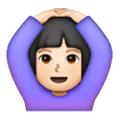 🙆🏻‍♀️ Emoji Frau mit Händen auf dem Kopf: helle Hautfarbe Samsung One UI 6.1.