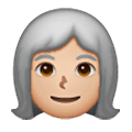 👩🏼‍🦳 Emoji Frau: mittelhelle Hautfarbe, weißes Haar Samsung One UI 6.1.