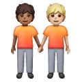 🧑🏾‍🤝‍🧑🏼 Emoji sich an den Händen haltende Personen: mitteldunkle Hautfarbe, mittelhelle Hautfarbe Samsung One UI 6.1.