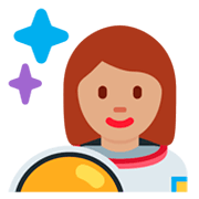 👩🏽‍🚀 Emoji Astronautin: mittlere Hautfarbe Twitter Twemoji 11.0.