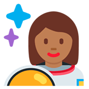 👩🏾‍🚀 Emoji Astronauta Mujer: Tono De Piel Oscuro Medio en Twitter Twemoji 11.0.