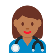 👩🏾‍⚕️ Emoji Profesional Sanitario Mujer: Tono De Piel Oscuro Medio en Twitter Twemoji 11.0.