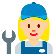 👩🏼‍🔧 Emoji Mechanikerin: mittelhelle Hautfarbe Twitter Twemoji 11.0.