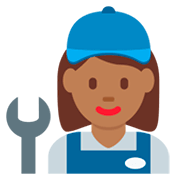 👩🏾‍🔧 Emoji Mechanikerin: mitteldunkle Hautfarbe Twitter Twemoji 11.0.