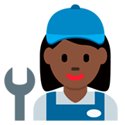 👩🏿‍🔧 Emoji Mechanikerin: dunkle Hautfarbe Twitter Twemoji 11.0.