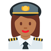 👩🏾‍✈️ Emoji Piloto Mujer: Tono De Piel Oscuro Medio en Twitter Twemoji 11.0.