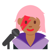 👩🏾‍🎤 Emoji Cantante Mujer: Tono De Piel Oscuro Medio en Twitter Twemoji 11.0.