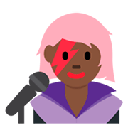 👩🏿‍🎤 Emoji Cantante Mujer: Tono De Piel Oscuro en Twitter Twemoji 11.0.