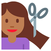 💇🏾 Emoji Persona Cortándose El Pelo: Tono De Piel Oscuro Medio en Twitter Twemoji 11.0.