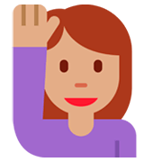 🙋🏽 Emoji Persona Con La Mano Levantada: Tono De Piel Medio en Twitter Twemoji 11.0.