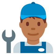 👨🏾‍🔧 Emoji Mechaniker: mitteldunkle Hautfarbe Twitter Twemoji 11.0.