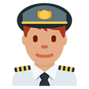 👨🏽‍✈️ Emoji Piloto De Avião Homem: Pele Morena na Twitter Twemoji 11.0.