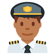 👨🏾‍✈️ Emoji Piloto Hombre: Tono De Piel Oscuro Medio en Twitter Twemoji 11.0.