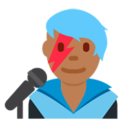 👨🏾‍🎤 Emoji Cantante Hombre: Tono De Piel Oscuro Medio en Twitter Twemoji 11.0.