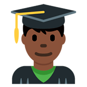 👨🏿‍🎓 Emoji Student: dunkle Hautfarbe Twitter Twemoji 11.0.