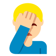 Emoji 🤦🏼‍♂️ Uomo Esasperato: Carnagione Abbastanza Chiara su Twitter Twemoji 11.0.