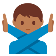 🙅🏾‍♂️ Emoji Hombre Haciendo El Gesto De «no»: Tono De Piel Oscuro Medio en Twitter Twemoji 11.0.