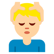 💆🏼‍♂️ Emoji Mann, der eine Kopfmassage bekommt: mittelhelle Hautfarbe Twitter Twemoji 11.0.