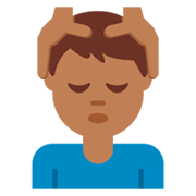 💆🏾‍♂️ Emoji Mann, der eine Kopfmassage bekommt: mitteldunkle Hautfarbe Twitter Twemoji 11.0.