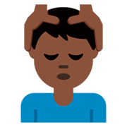 💆🏿‍♂️ Emoji Mann, der eine Kopfmassage bekommt: dunkle Hautfarbe Twitter Twemoji 11.0.