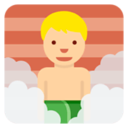 🧖🏼‍♂️ Emoji Hombre En Una Sauna: Tono De Piel Claro Medio en Twitter Twemoji 11.0.