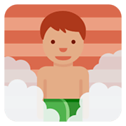 🧖🏽‍♂️ Emoji Mann in Dampfsauna: mittlere Hautfarbe Twitter Twemoji 11.0.