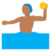 🤽🏾‍♂️ Emoji Hombre Jugando Al Waterpolo: Tono De Piel Oscuro Medio en Twitter Twemoji 11.0.