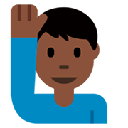🙋🏿‍♂️ Emoji Hombre Con La Mano Levantada: Tono De Piel Oscuro en Twitter Twemoji 11.0.