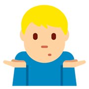 🤷🏼‍♂️ Emoji schulterzuckender Mann: mittelhelle Hautfarbe Twitter Twemoji 11.0.