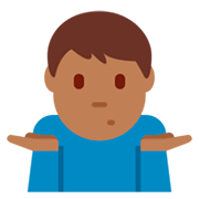 🤷🏾‍♂️ Emoji Hombre Encogido De Hombros: Tono De Piel Oscuro Medio en Twitter Twemoji 11.0.