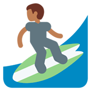 🏄🏾‍♂️ Emoji Hombre Haciendo Surf: Tono De Piel Oscuro Medio en Twitter Twemoji 11.0.