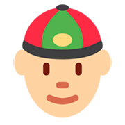 👲🏼 Emoji Mann mit chinesischem Hut: mittelhelle Hautfarbe Twitter Twemoji 11.0.