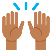 🙌🏾 Emoji zwei erhobene Handflächen: mitteldunkle Hautfarbe Twitter Twemoji 11.0.